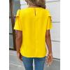 image:imageDokotoo Womens Blouses Double Layer Ruffle Sleeve Casual Shirt Crewneck CutOut Tops Summer OutfitsYellow
