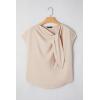 image:imageDokotoo Womens Business Casual Short Sleeve Chiffon Slit Shirts 2026 Summer Elegant Knot Neckline TopsBeige