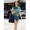 image:imageDokotoo Womens Casual Color Block T Shirts Short Sleeve Loose Crewneck Knitted Tops 2026 Spring Summer TrendyAblue Green