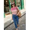 image:imageDokotoo Womens Casual Color Block T Shirts Short Sleeve Loose Crewneck Knitted Tops 2026 Spring Summer TrendyBpink