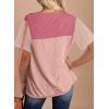 image:imageDokotoo Womens Casual Color Block T Shirts Short Sleeve Loose Crewneck Knitted Tops 2026 Spring Summer TrendyBpink