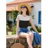 image:imageDokotoo Womens Casual Color Block T Shirts Short Sleeve Loose Crewneck Knitted Tops 2026 Spring Summer TrendyCarbon Grey