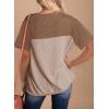 image:imageDokotoo Womens Casual Color Block T Shirts Short Sleeve Loose Crewneck Knitted Tops 2026 Spring Summer TrendyDark Khaki