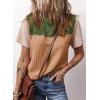 image:imageDokotoo Womens Casual Color Block T Shirts Short Sleeve Loose Crewneck Knitted Tops 2026 Spring Summer TrendyFern Green
