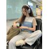 image:imageDokotoo Womens Casual Color Block T Shirts Short Sleeve Loose Crewneck Knitted Tops 2026 Spring Summer TrendyLight Blue