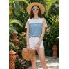 image:imageDokotoo Womens Casual Color Block T Shirts Short Sleeve Loose Crewneck Knitted Tops 2026 Spring Summer TrendyLight Blue