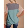 image:imageDokotoo Womens Casual Color Block T Shirts Short Sleeve Loose Crewneck Knitted Tops 2026 Spring Summer TrendyMyosotis