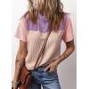 image:imageDokotoo Womens Casual Color Block T Shirts Short Sleeve Loose Crewneck Knitted Tops 2026 Spring Summer TrendyParchment