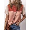 image:imageDokotoo Womens Casual Color Block T Shirts Short Sleeve Loose Crewneck Knitted Tops 2026 Spring Summer TrendyRed