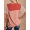 image:imageDokotoo Womens Casual Color Block T Shirts Short Sleeve Loose Crewneck Knitted Tops 2026 Spring Summer TrendyRed