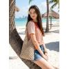 image:imageDokotoo Womens Casual Color Block T Shirts Short Sleeve Loose Crewneck Knitted Tops 2026 Spring Summer TrendyRed