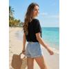 image:imageDokotoo Womens Casual Crewneck Short Sleeve Hollow Out Lace Shirts Summer Eyelet Tunic Tops BlousesBlack