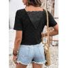 image:imageDokotoo Womens Casual Crewneck Short Sleeve Hollow Out Lace Shirts Summer Eyelet Tunic Tops BlousesBlack
