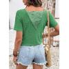 image:imageDokotoo Womens Casual Crewneck Short Sleeve Hollow Out Lace Shirts Summer Eyelet Tunic Tops BlousesBright Green