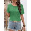 image:imageDokotoo Womens Casual Crewneck Short Sleeve Hollow Out Lace Shirts Summer Eyelet Tunic Tops BlousesBright Green