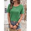 image:imageDokotoo Womens Casual Crewneck Short Sleeve Hollow Out Lace Shirts Summer Eyelet Tunic Tops BlousesBright Green