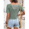 image:imageDokotoo Womens Casual Crewneck Short Sleeve Hollow Out Lace Shirts Summer Eyelet Tunic Tops BlousesGreen