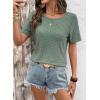 image:imageDokotoo Womens Casual Crewneck Short Sleeve Hollow Out Lace Shirts Summer Eyelet Tunic Tops BlousesGreen