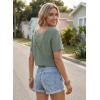 image:imageDokotoo Womens Casual Crewneck Short Sleeve Hollow Out Lace Shirts Summer Eyelet Tunic Tops BlousesGreen