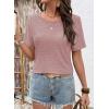 image:imageDokotoo Womens Casual Crewneck Short Sleeve Hollow Out Lace Shirts Summer Eyelet Tunic Tops BlousesPink