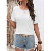 image:imageDokotoo Womens Casual Crewneck Short Sleeve Hollow Out Lace Shirts Summer Eyelet Tunic Tops BlousesWhite