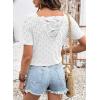 image:imageDokotoo Womens Casual Crewneck Short Sleeve Hollow Out Lace Shirts Summer Eyelet Tunic Tops BlousesWhite