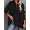 image:imageDokotoo Womens Casual Oversized Half Zip Sweatshirts Long Sleeve Solid Color Pullover Jackets with PocketsBblack