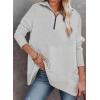 image:imageDokotoo Womens Casual Oversized Half Zip Sweatshirts Long Sleeve Solid Color Pullover Jackets with PocketsBlight Grey