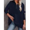 image:imageDokotoo Womens Casual Oversized Half Zip Sweatshirts Long Sleeve Solid Color Pullover Jackets with PocketsBnavy Blue