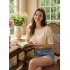 image:imageDokotoo Womens Casual Summer Tops Crew Neck Short Sleeve Drawstring T Shirts Basic Tee Tunic BlousesBeige