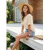 image:imageDokotoo Womens Casual Summer Tops Crew Neck Short Sleeve Drawstring T Shirts Basic Tee Tunic BlousesBeige