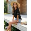 image:imageDokotoo Womens Casual Summer Tops Crew Neck Short Sleeve Drawstring T Shirts Basic Tee Tunic BlousesBlack