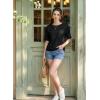 image:imageDokotoo Womens Casual Summer Tops Crew Neck Short Sleeve Drawstring T Shirts Basic Tee Tunic BlousesBlack