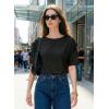 image:imageDokotoo Womens Casual Summer Tops Crew Neck Short Sleeve Drawstring T Shirts Basic Tee Tunic BlousesBlack