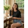 image:imageDokotoo Womens Casual Summer Tops Crew Neck Short Sleeve Drawstring T Shirts Basic Tee Tunic BlousesBlack