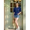 image:imageDokotoo Womens Casual Summer Tops Crew Neck Short Sleeve Drawstring T Shirts Basic Tee Tunic BlousesBlue