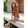 image:imageDokotoo Womens Casual Summer Tops Crew Neck Short Sleeve Drawstring T Shirts Basic Tee Tunic BlousesCoffee
