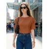 image:imageDokotoo Womens Casual Summer Tops Crew Neck Short Sleeve Drawstring T Shirts Basic Tee Tunic BlousesCoffee