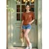 image:imageDokotoo Womens Casual Summer Tops Crew Neck Short Sleeve Drawstring T Shirts Basic Tee Tunic BlousesCoffee