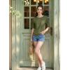 image:imageDokotoo Womens Casual Summer Tops Crew Neck Short Sleeve Drawstring T Shirts Basic Tee Tunic BlousesGreen