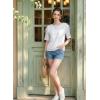 image:imageDokotoo Womens Casual Summer Tops Crew Neck Short Sleeve Drawstring T Shirts Basic Tee Tunic BlousesWhite