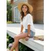 image:imageDokotoo Womens Casual Summer Tops Crew Neck Short Sleeve Drawstring T Shirts Basic Tee Tunic BlousesWhite