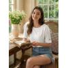 image:imageDokotoo Womens Casual Summer Tops Crew Neck Short Sleeve Drawstring T Shirts Basic Tee Tunic BlousesWhite