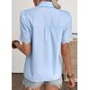 image:imageDokotoo Womens Casual V Neck Short Sleeve Button Down Shirts Business Casual Work Boho Tops BlousesBeau Blue