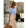 image:imageDokotoo Womens Casual V Neck Short Sleeve Button Down Shirts Business Casual Work Boho Tops BlousesBeau Blue