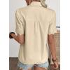 image:imageDokotoo Womens Casual V Neck Short Sleeve Button Down Shirts Business Casual Work Boho Tops BlousesBeige