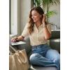 image:imageDokotoo Womens Casual V Neck Short Sleeve Button Down Shirts Business Casual Work Boho Tops BlousesBeige