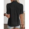 image:imageDokotoo Womens Casual V Neck Short Sleeve Button Down Shirts Business Casual Work Boho Tops BlousesBlack