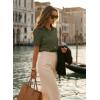 image:imageDokotoo Womens Casual V Neck Short Sleeve Button Down Shirts Business Casual Work Boho Tops BlousesDark Green