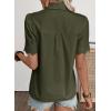 image:imageDokotoo Womens Casual V Neck Short Sleeve Button Down Shirts Business Casual Work Boho Tops BlousesDark Green